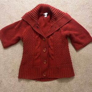 Women's Red Cable Knit Sweater